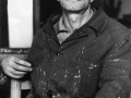 Il pittore Saverio Gadaldi nel suo studio in via Fiori Chiari, Milano, 24 gennaio 1965