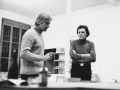 I pittori Enrico Castellani e Franco Angeli nello studio di Castellani in via Castelfidardo, Milano, marzo 1969