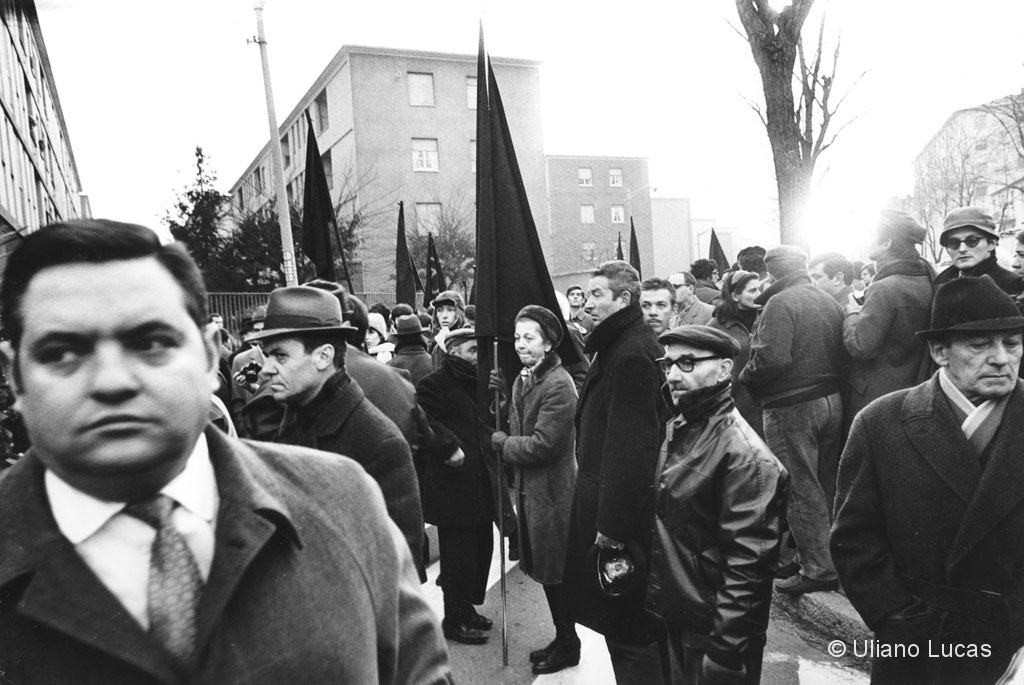 Funeral of the anarchist Giuseppe Pinelli, died for a fall from a fourth floor window of the Milan police station, while being detained by police, Milan, 1969