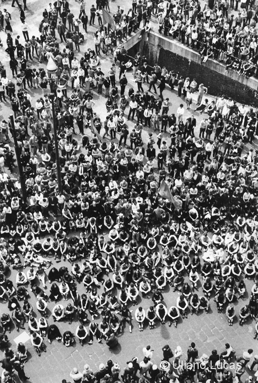 Sit-in of the student movement in Loreto square, Milan, May Day 1970