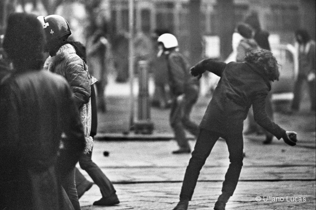 Clashes between police and protesters at a demonstration of the extra-parliamentary left, Milan, March 1972