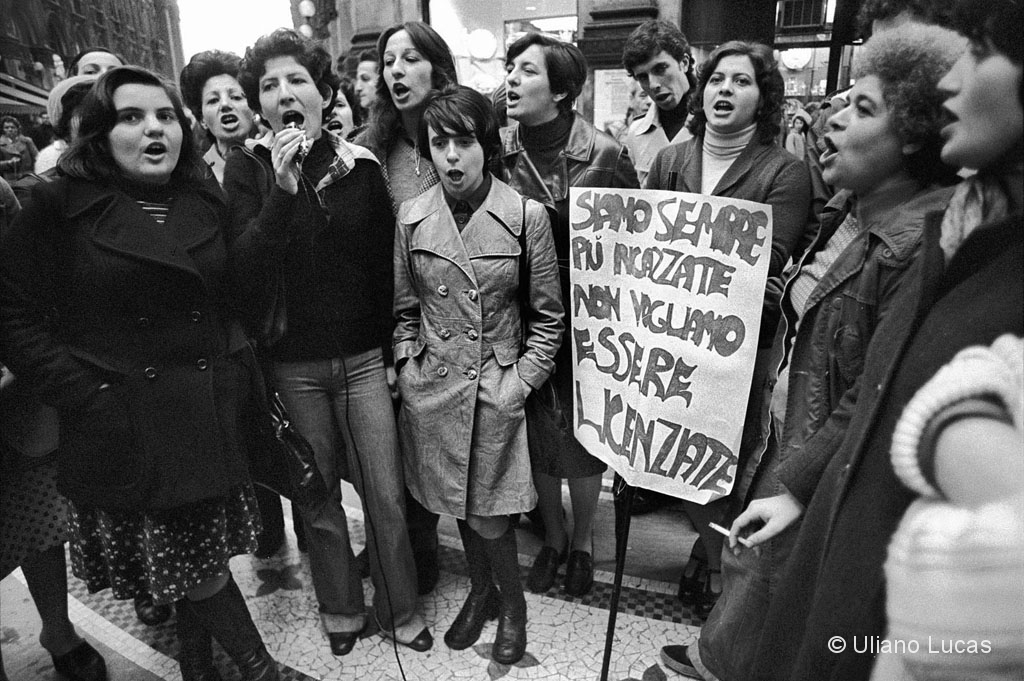 Presidium of Bloch workers for the defense of employment at the Vittorio Emanuele arcade, Milan, September 1973