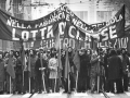 Activists of the group Lotta Continua (Continuous Struggle) during a demonstration in De Amicis road, Milan, novembre 1971