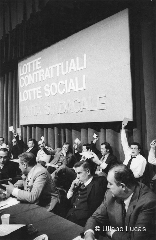 Bruno Trentin all'assemblea nazionale dei metalmeccanici della Cisl, Uil e Fiom, Genova, 2 ottobre 1972
