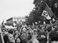 L'onorevole Franco Servello in piazza Castello alla marcia della "maggioranza silenziosa", Milano, 1971