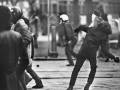 Durante una manifestazione della sinistra extraparlamentare, Milano, 11 marzo 1972