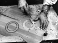 The laboratory of luthier Masetti, Modena, 1990