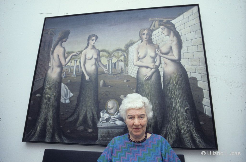 La collezionista Peggy Guggenheim nella Fondazione che porta il suo nome a Palazzo Venier dei Leoni, Venezia, 1977 c.
